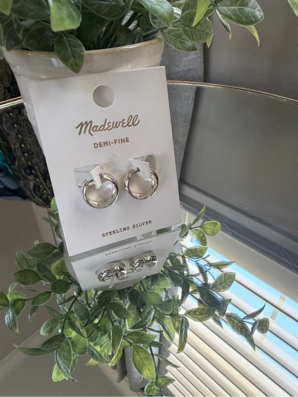 Madewell Demi-Fine Chunky Hoop Earrings Sterling Silver NR280 NWT